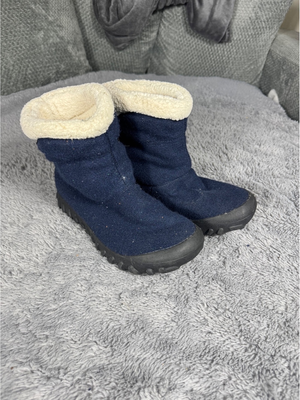 Bogs Women's Winter Boots Size 8 Navy with Faux Fur Lining